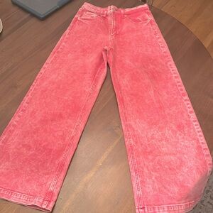 High Rise Stride Wide-Leg Ankle Jeans in Pink